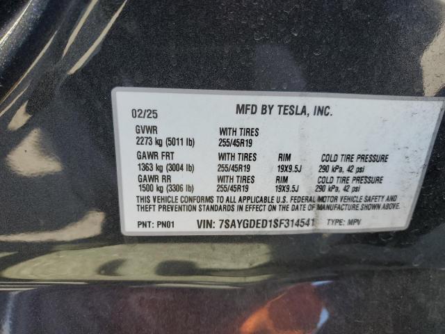 2025 TESLA MODEL Y 7SAYGDED1SF314541