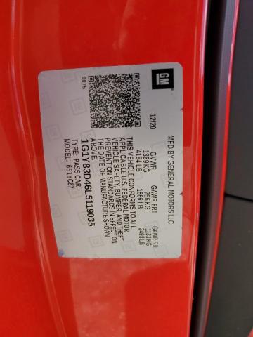 2020 CHEVROLET CORVETTE S 1G1Y83D46L5119035