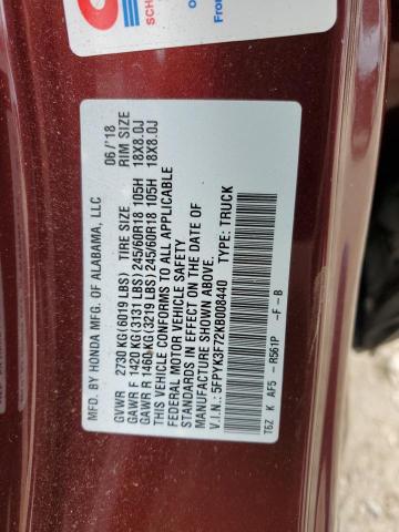2019 HONDA RIDGELINE 5FPYK3F72KB008440