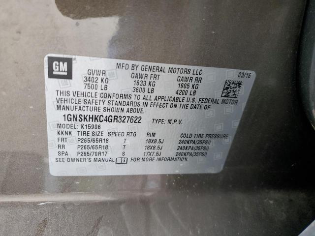 2016 CHEVROLET SUBURBAN K - 1GNSKHKC4GR327622
