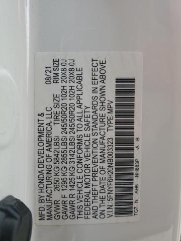 2022 HONDA PILOT SE - 5FNYF6H20NB003323