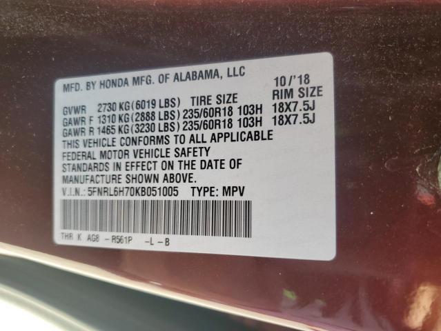 2019 HONDA ODYSSEY EX 5FNRL6H70KB051005