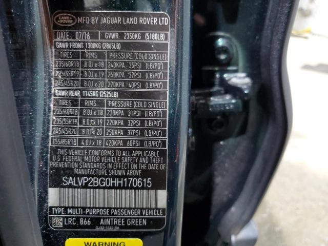 2017 LAND ROVER RANGE ROVE SALVP2BG0HH170615