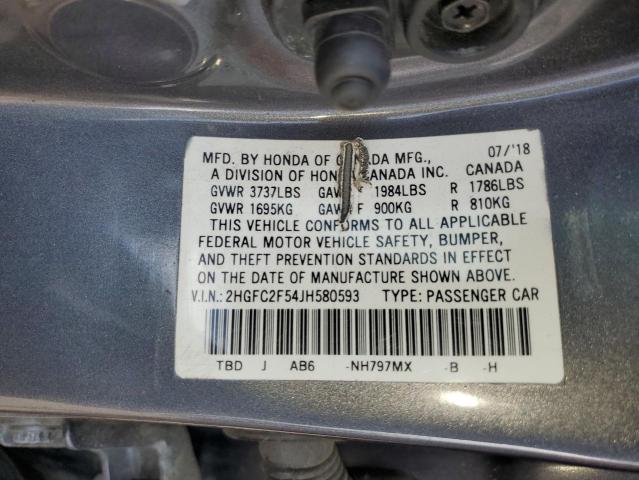 2018 HONDA CIVIC LX 2HGFC2F54JH580593