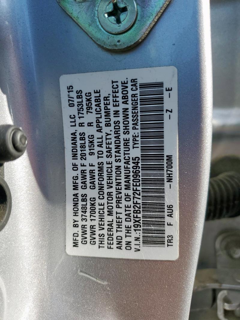 2015 HONDA CIVIC SE 19XFB2F72FE096945