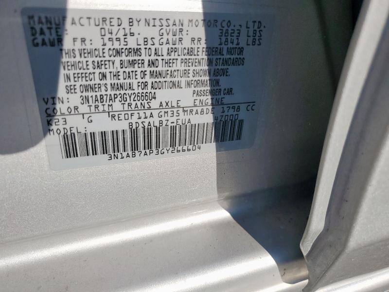2016 NISSAN SENTRA S - 3N1AB7AP3GY266604