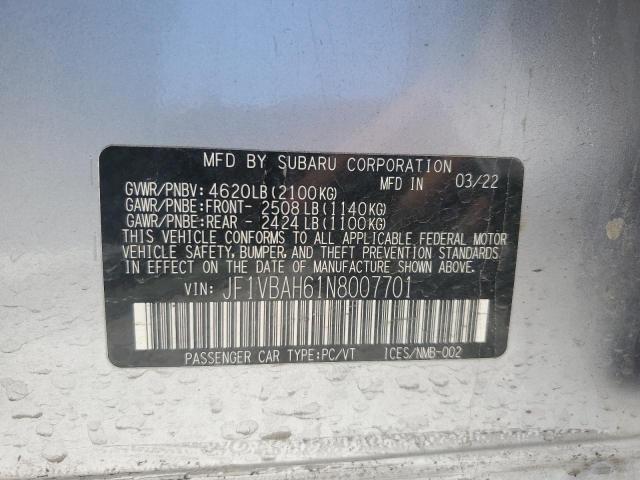 2022 SUBARU WRX PREMIU JF1VBAH61N8007701