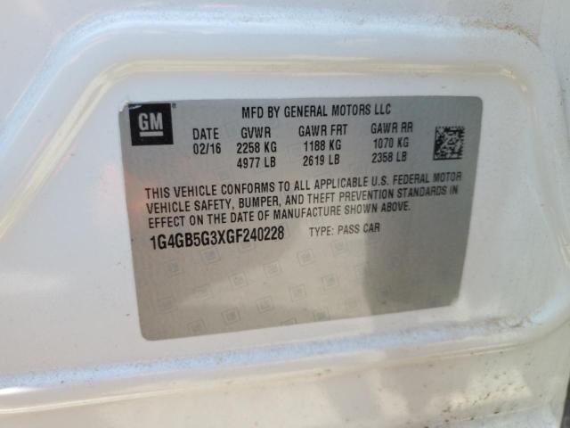 2016 BUICK LACROSSE 1G4GB5G3XGF240228
