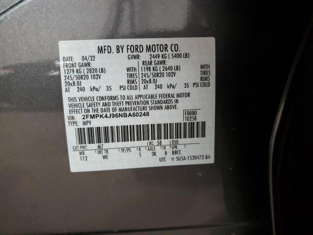 2022 FORD EDGE SEL 2FMPK4J96NBA60248