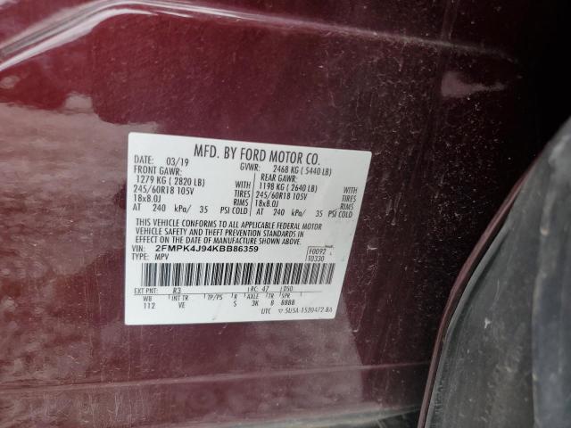 2019 FORD EDGE SEL - 2FMPK4J94KBB86359