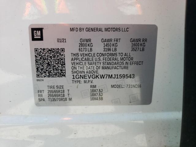 2021 CHEVROLET TRAVERSE L - 1GNEVGKW7MJ159543