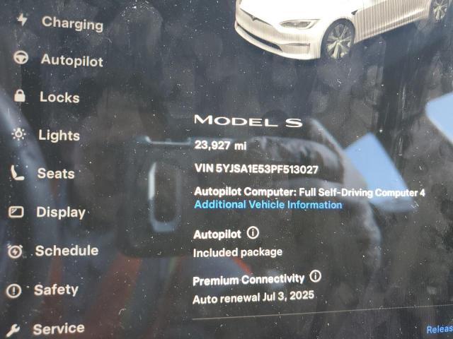 2023 TESLA MODEL S 5YJSA1E53PF513027