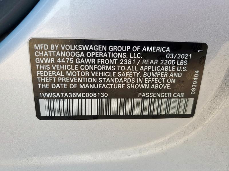2021 VOLKSWAGEN PASSAT SE 1VWSA7A36MC008130