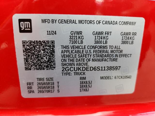 2025 CHEVROLET SILVERADO 2GCUKDED6S1138597