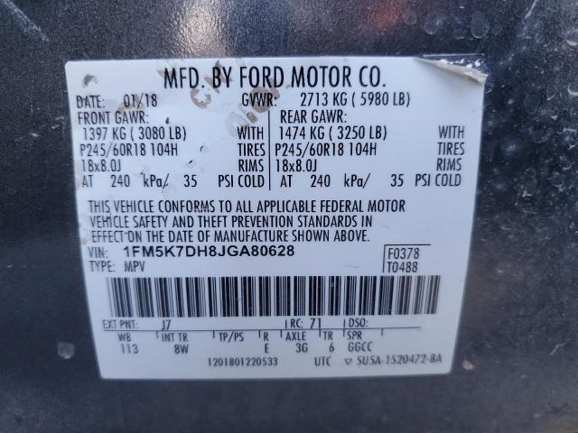 2018 FORD EXPLORER X - 1FM5K7DH8JGA80628