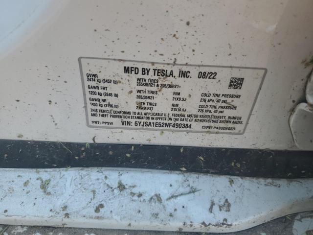 2022 TESLA MODEL S - 5YJSA1E52NF490384