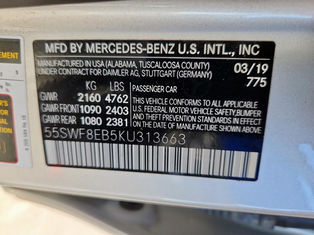 2019 MERCEDES-BENZ C 300 4MAT - 55SWF8EB5KU313663