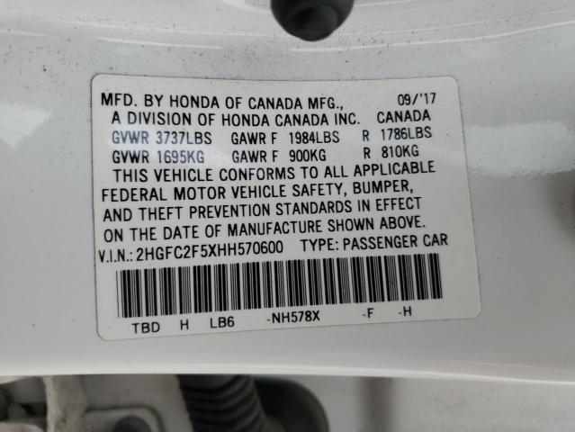 2017 HONDA CIVIC 2HGFC2F5XHH570600