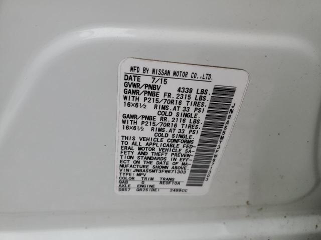 2015 NISSAN ROGUE SELE JN8AS5MT3FW671303