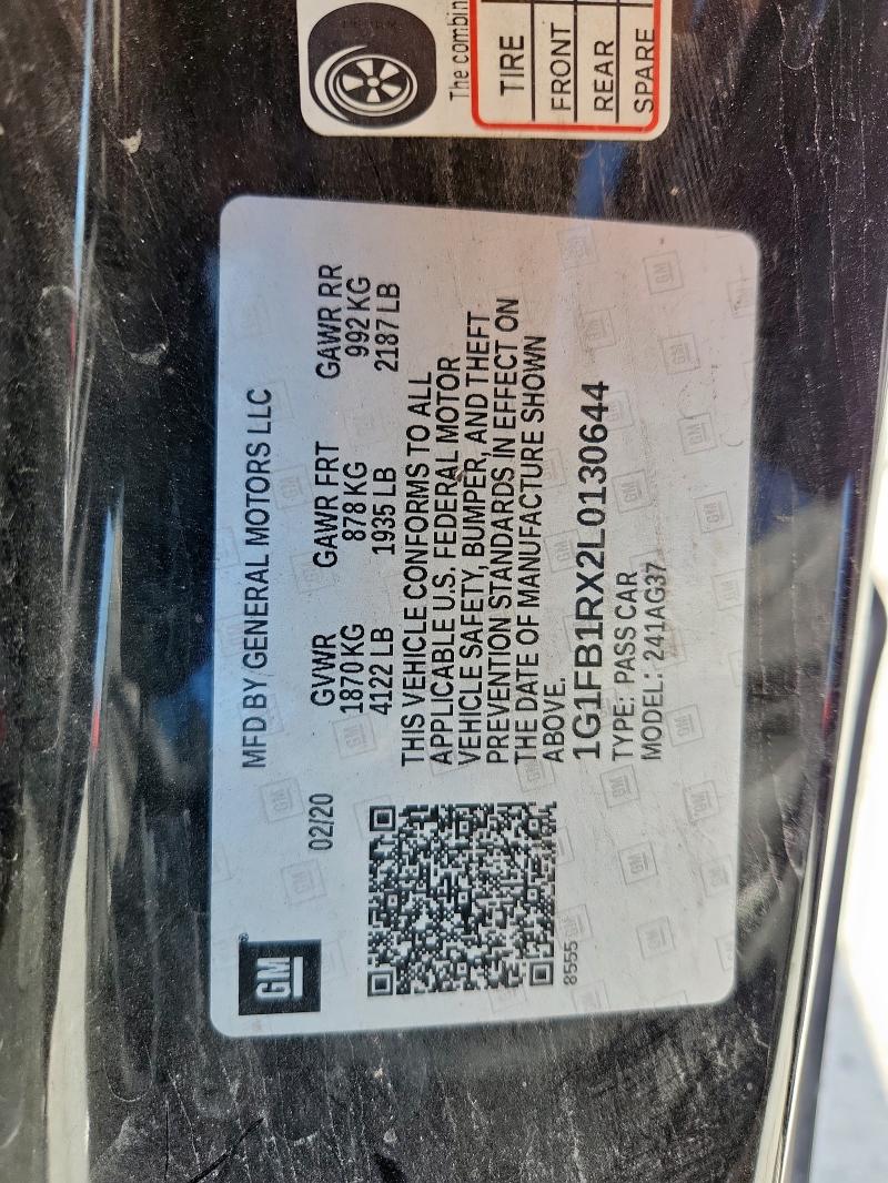 2020 CHEVROLET CAMARO LS 1G1FB1RX2L0130644