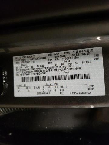 2025 FORD F150 TREMO 1FTFW4L87SFB20668