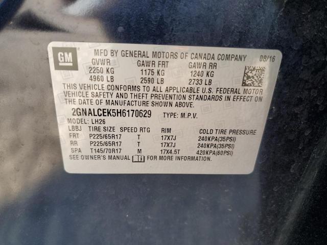 2017 CHEVROLET EQUINOX LT - 2GNALCEK5H6170629
