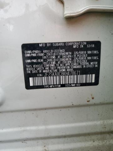 2019 SUBARU FORESTER L JF2SKAUC8KH478671