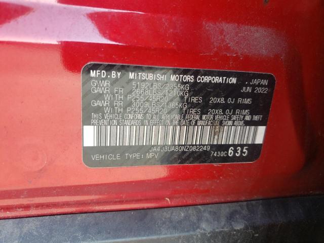 2022 MITSUBISHI OUTLANDER JA4J3UA80NZ082249