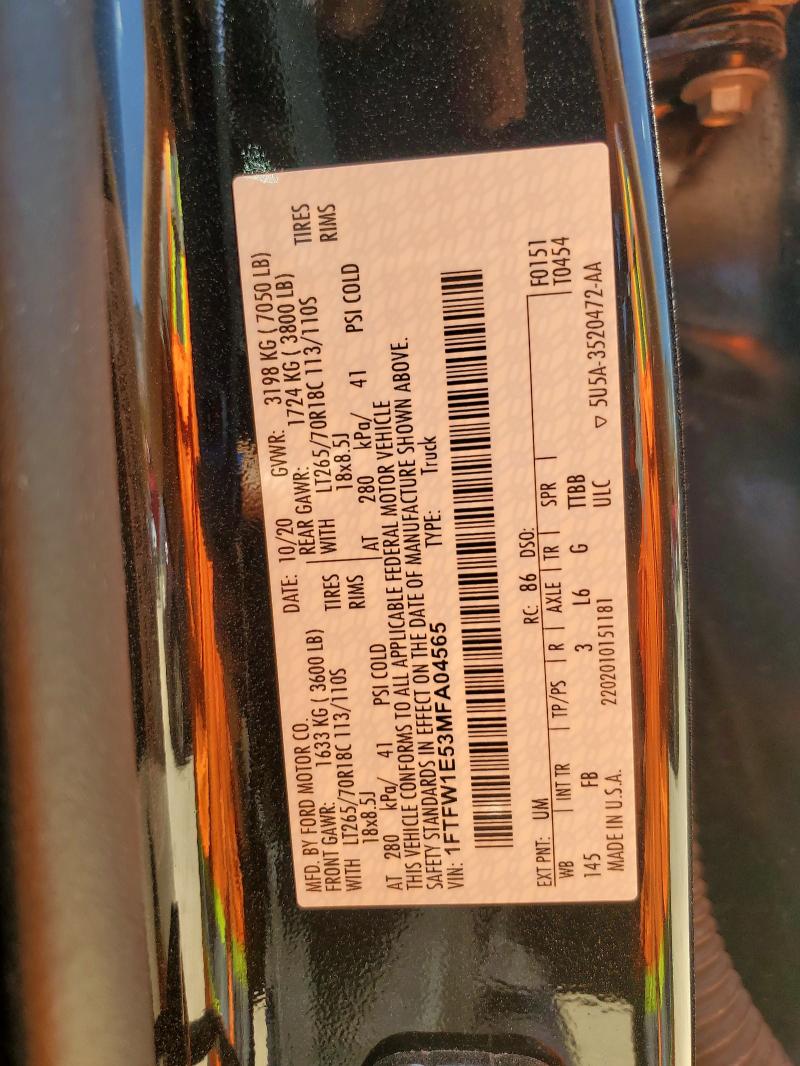 2021 FORD F150 SUPER - 1FTFW1E53MFA04565