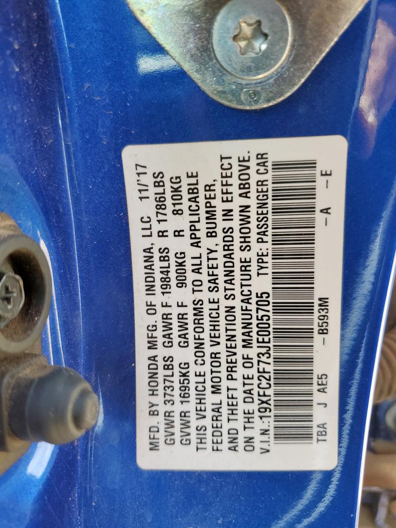 2018 HONDA CIVIC EX 19XFC2F73JE005705