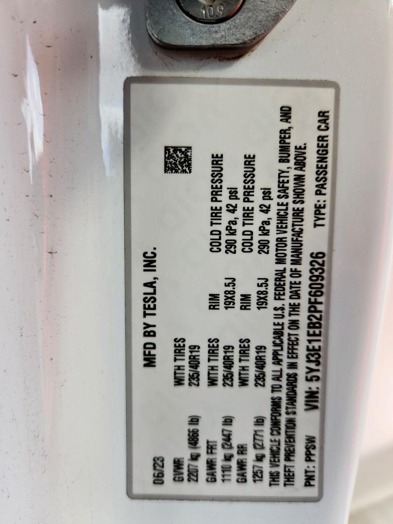 2023 TESLA MODEL 3 5YJ3E1EB2PF609326