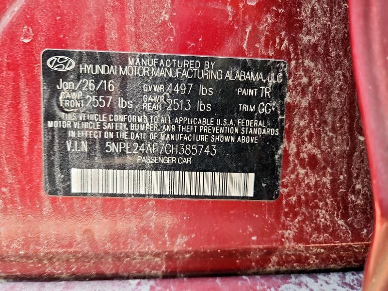 2016 HYUNDAI SONATA SE - 5NPE24AF7GH385743