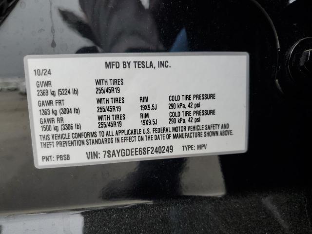 2025 TESLA MODEL Y 7SAYGDEE6SF240249