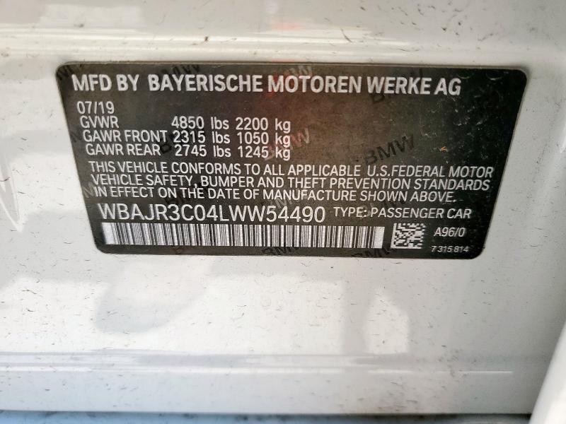 2020 BMW 530 I WBAJR3C04LWW54490