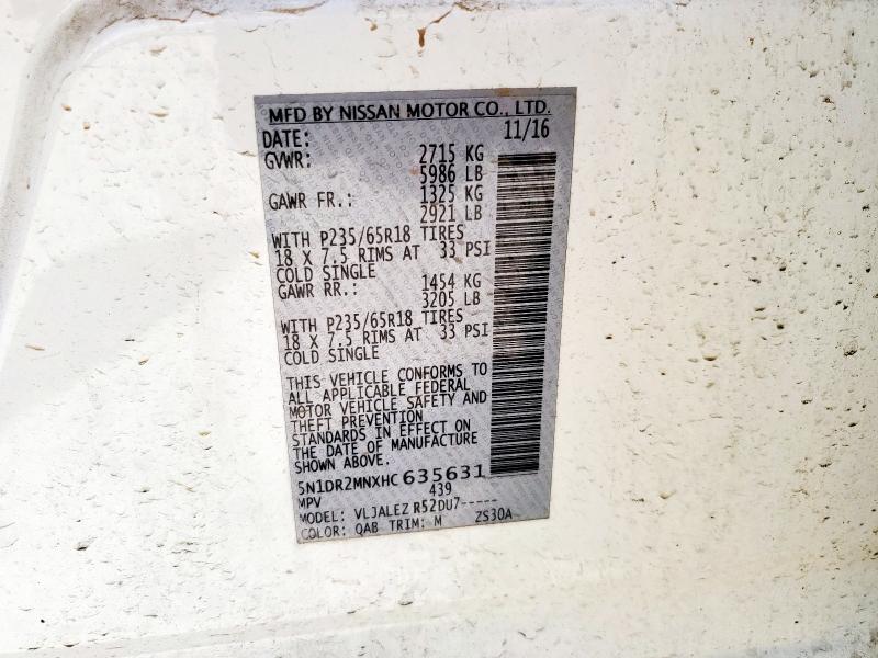 2017 NISSAN PATHFINDER - 5N1DR2MNXHC635631