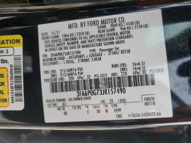 2018 FORD FUSION S 3FA6P0G73JR157490