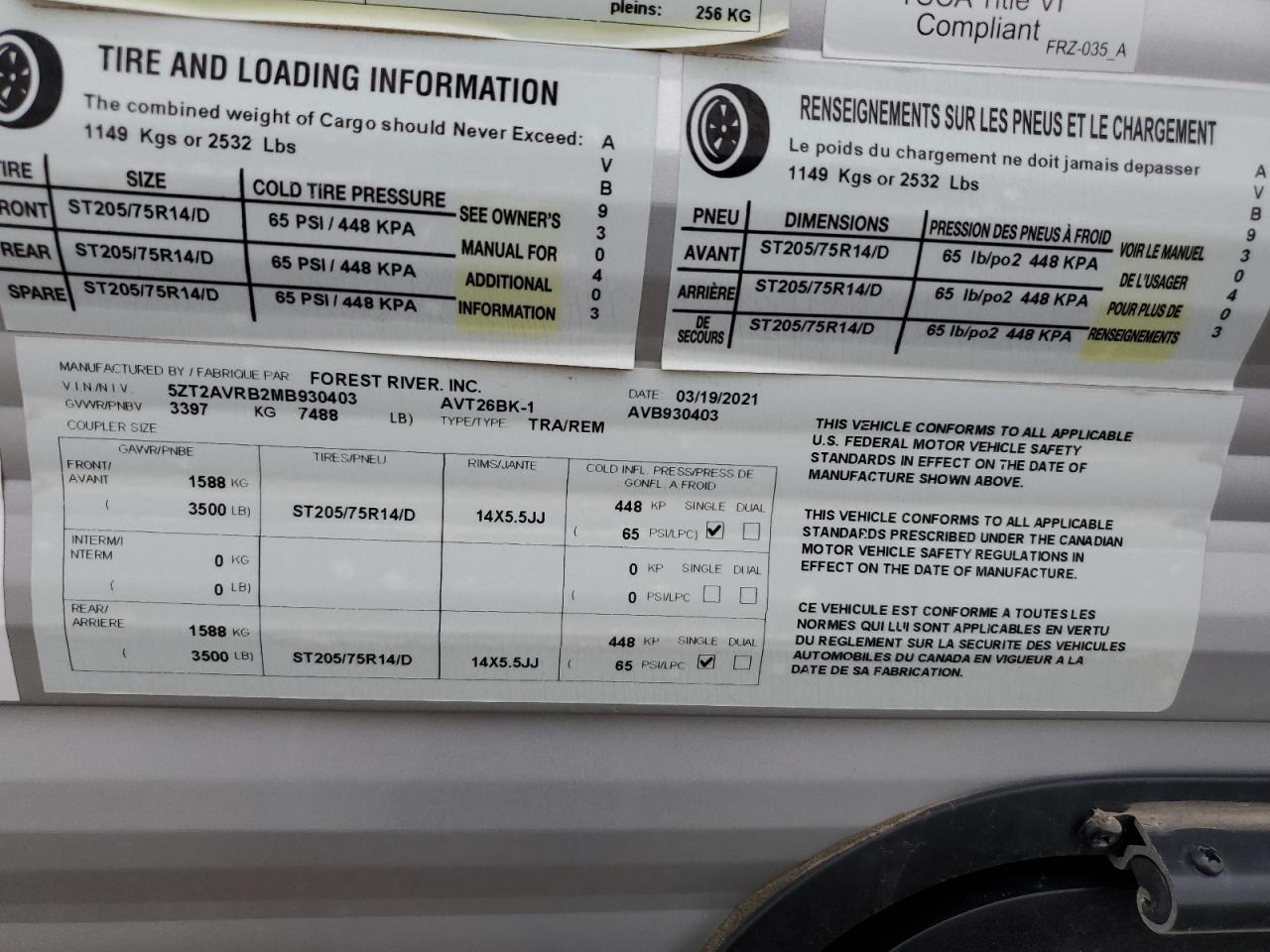 Lot #3211177643 2021 UNK AVENGER 26BK