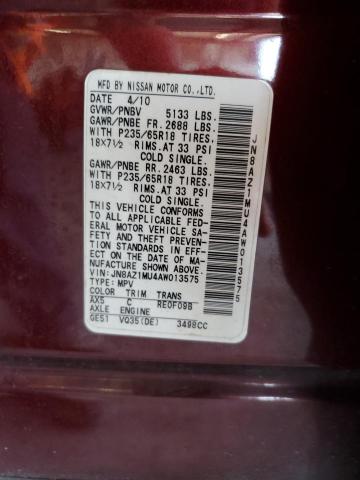 2010 NISSAN MURANO - JN8AZ1MU4AW013575