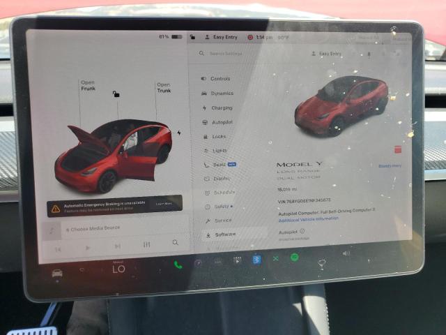 2022 TESLA MODEL Y 7SAYGDEE1NF345673