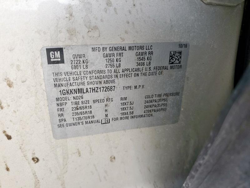 2017 GMC ACADIA SLT 1GKKNMLA7HZ172687
