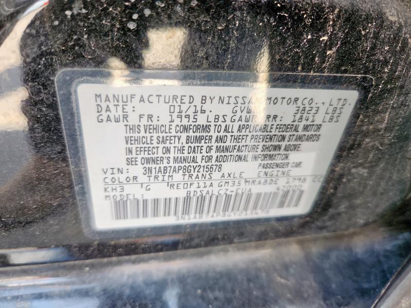 2016 NISSAN SENTRA S - 3N1AB7AP8GY215678