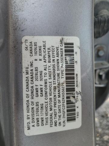 2019 HONDA CIVIC LX 2HGFC2F62KH556271