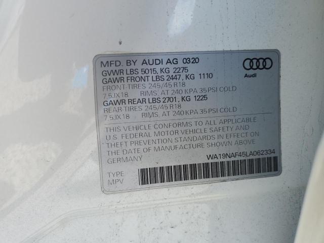 2020 AUDI A4 ALLROAD WA19NAF45LA062334