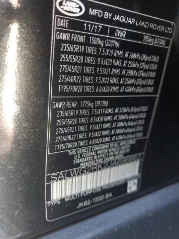 2018 LAND ROVER RANGE ROVE SALWG2RK2JA696662