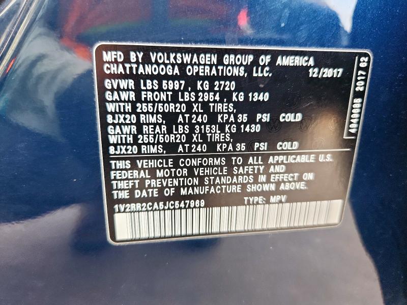 2018 VOLKSWAGEN ATLAS SEL - 1V2RR2CA5JC547969