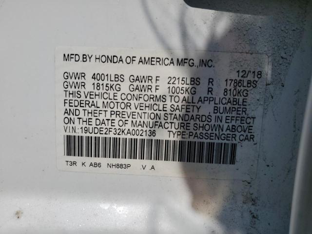 2019 ACURA ILX 19UDE2F32KA002136