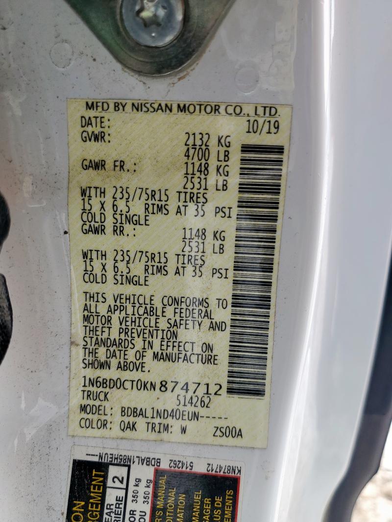 2019 NISSAN FRONTIER S - 1N6BD0CT0KN874712