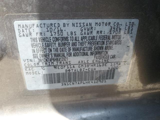 2017 NISSAN VERSA S - 3N1CN7AP6HK412921