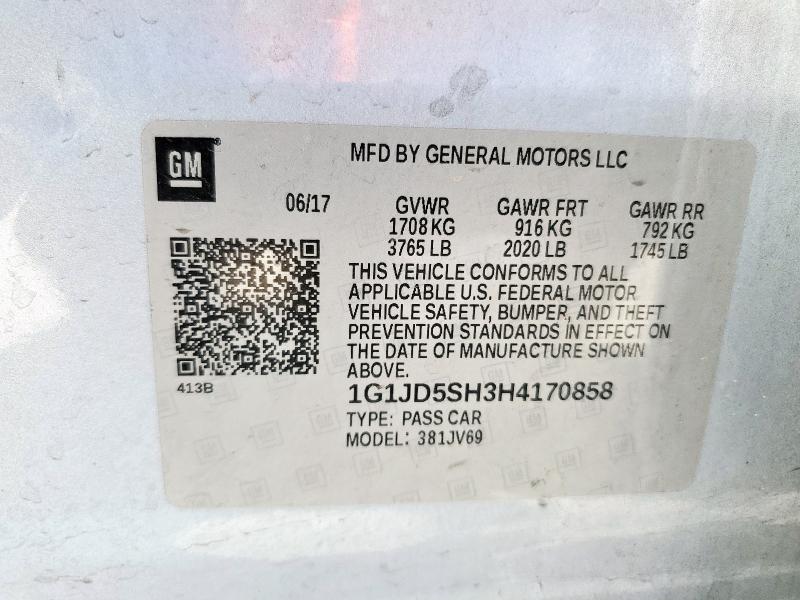 2017 CHEVROLET SONIC LT 1G1JD5SH3H4170858