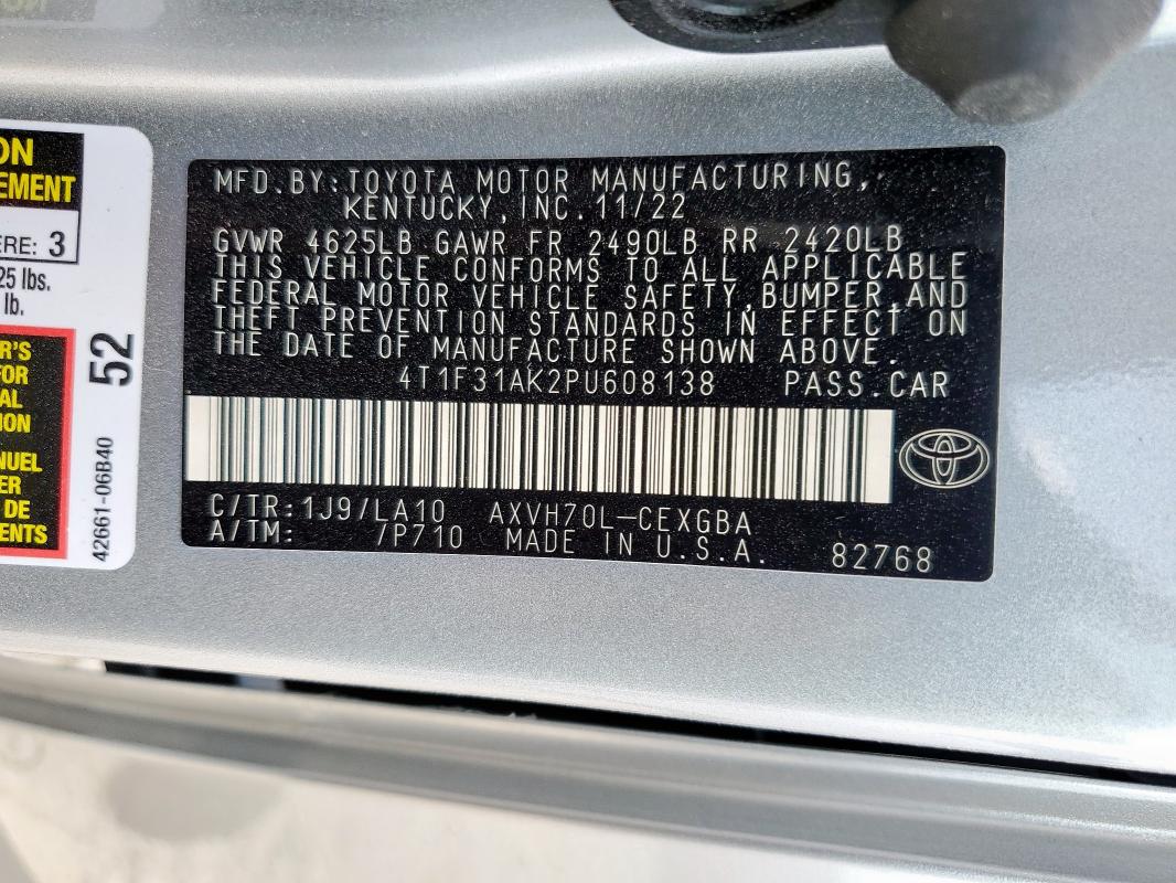 2023 TOYOTA CAMRY XLE - 4T1F31AK2PU608138